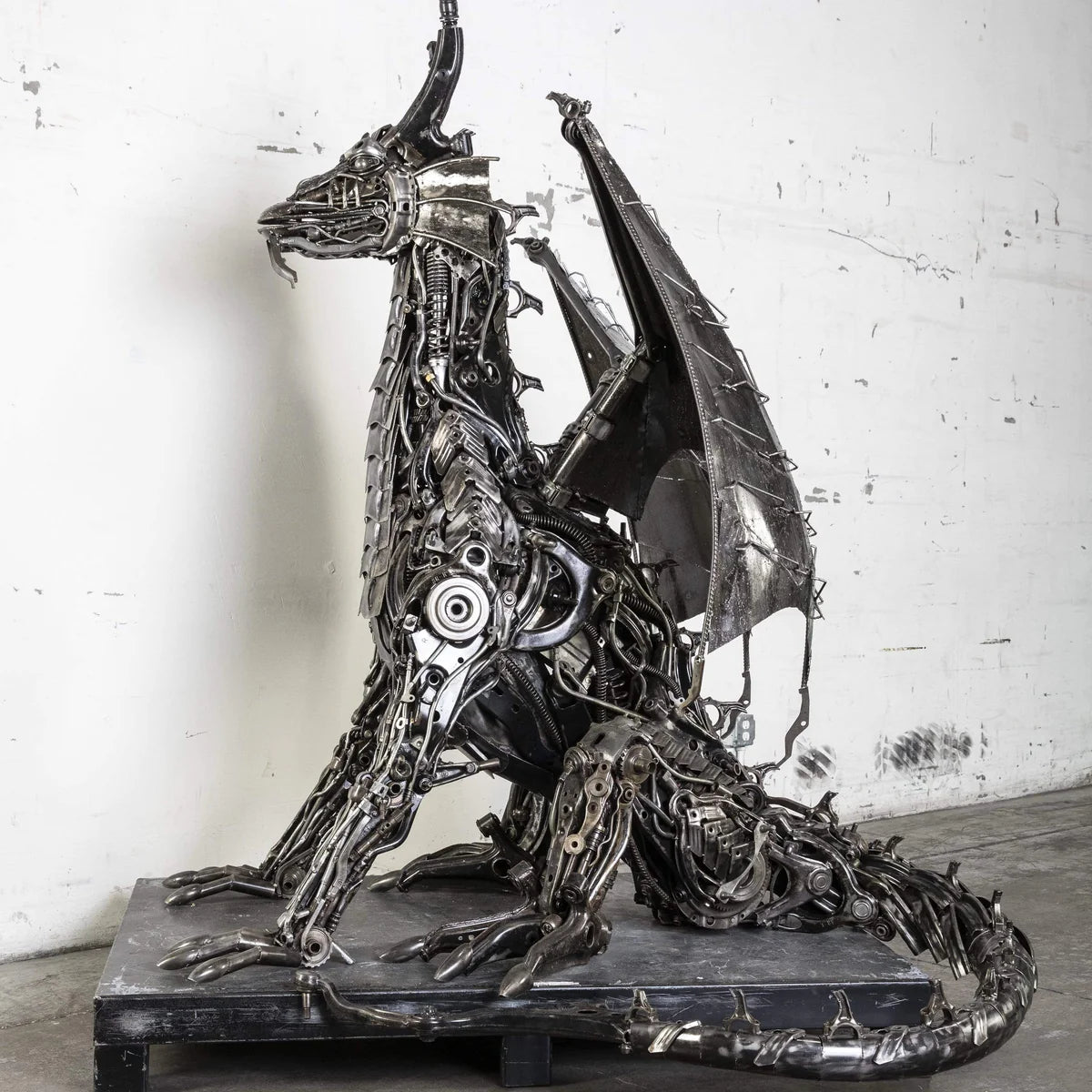 71” Dragon Inspired Recycled Metal Art Sculpture - Xformerz