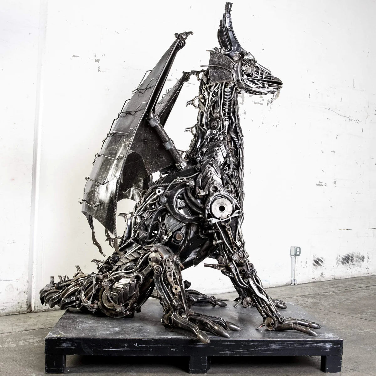 71” Dragon Inspired Recycled Metal Art Sculpture - Xformerz