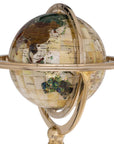 9 Gemstone Globe with a Mother of Pearl Full Cut Ocean on a Gold Colored Masterpiece Stand - Xformerz