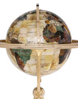 9 Gemstone Globe with a Mother of Pearl Full Cut Ocean on a Gold Colored Masterpiece Stand - Xformerz