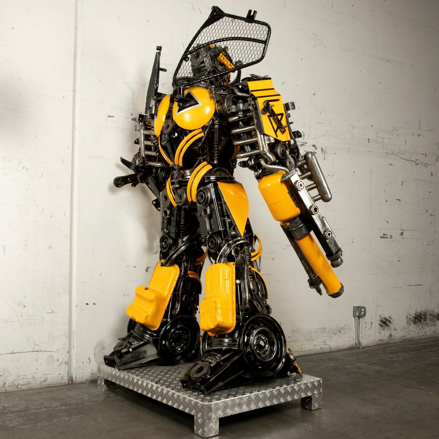 91" Bumblebee Inspired Recycled Metal Art Sculpture - Xformerz