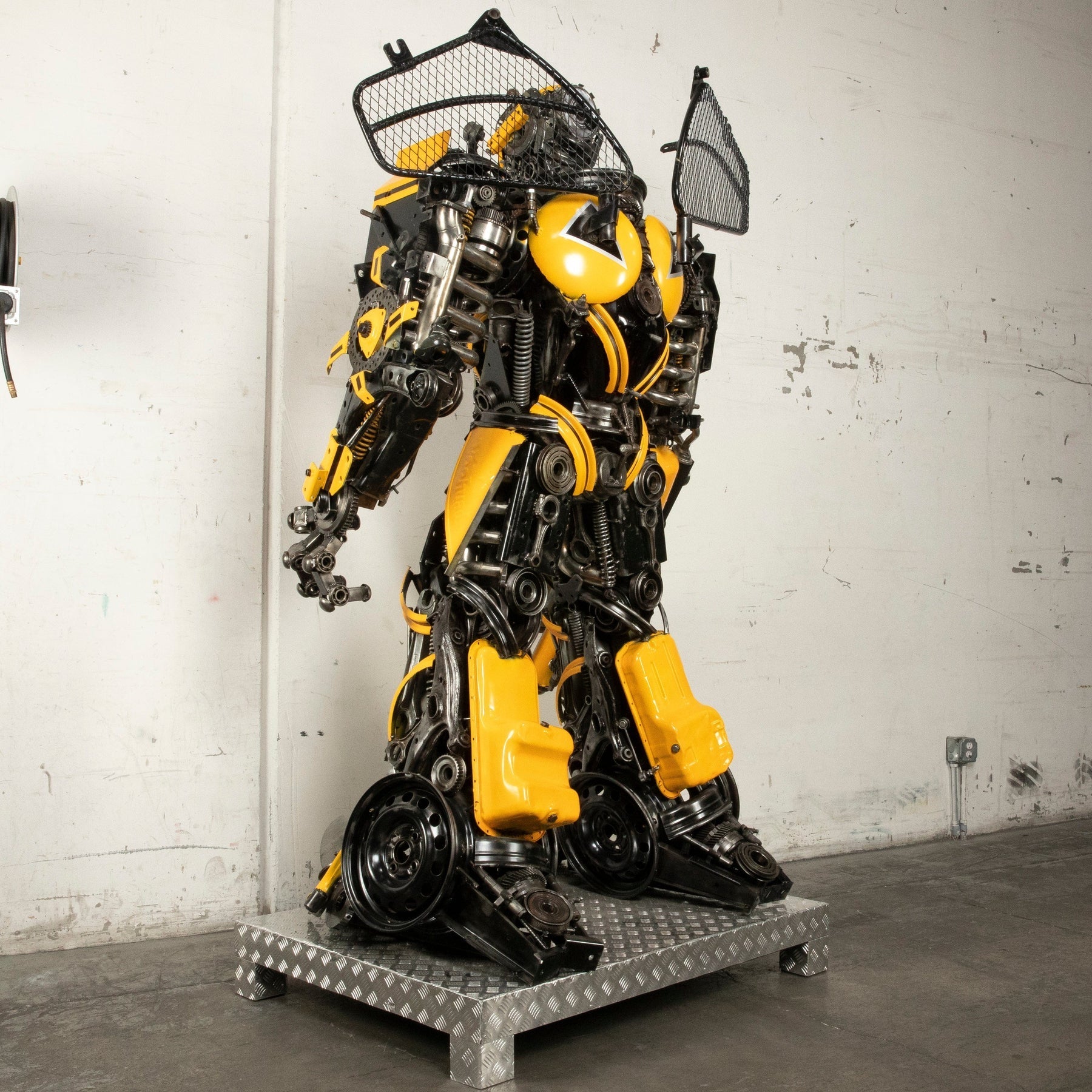 91&quot; Bumblebee Inspired Recycled Metal Art Sculpture - Xformerz