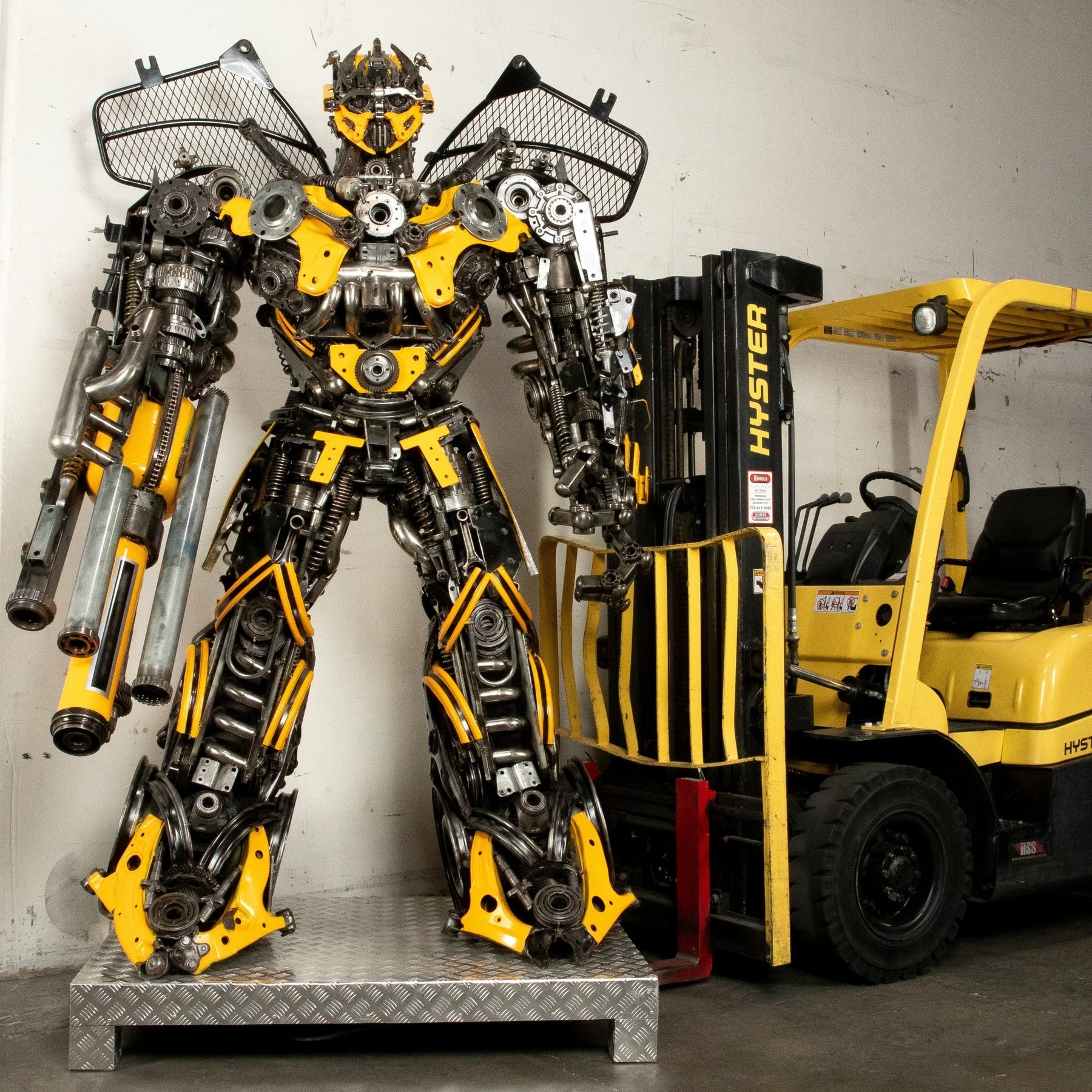 91&quot; Bumblebee Inspired Recycled Metal Art Sculpture - Xformerz