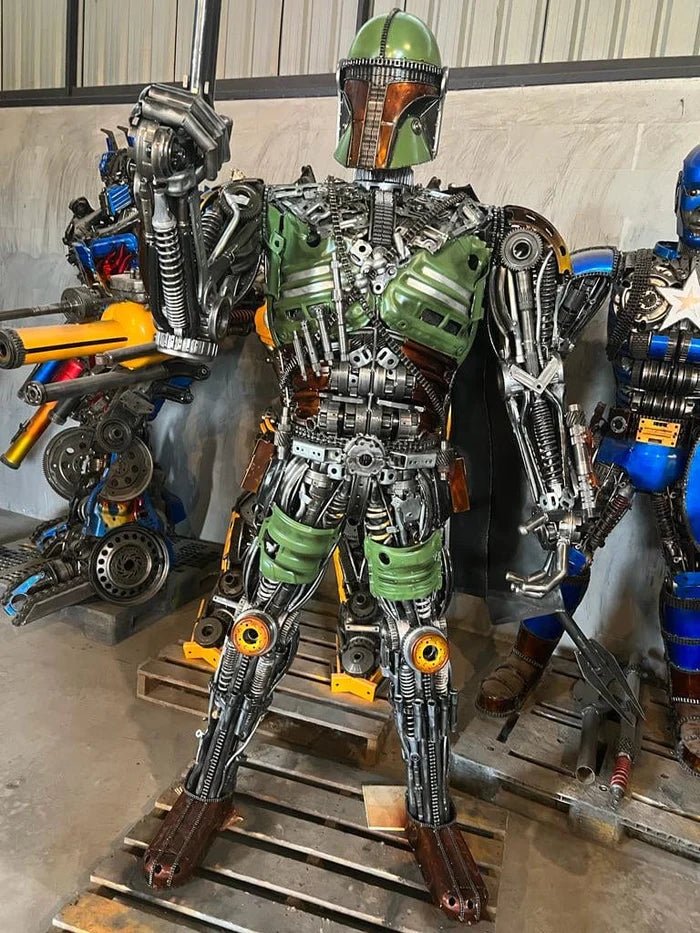 91" Mandalorian (Boba Fett) Inspired Recycled Metal Art Sculpture - Xformerz