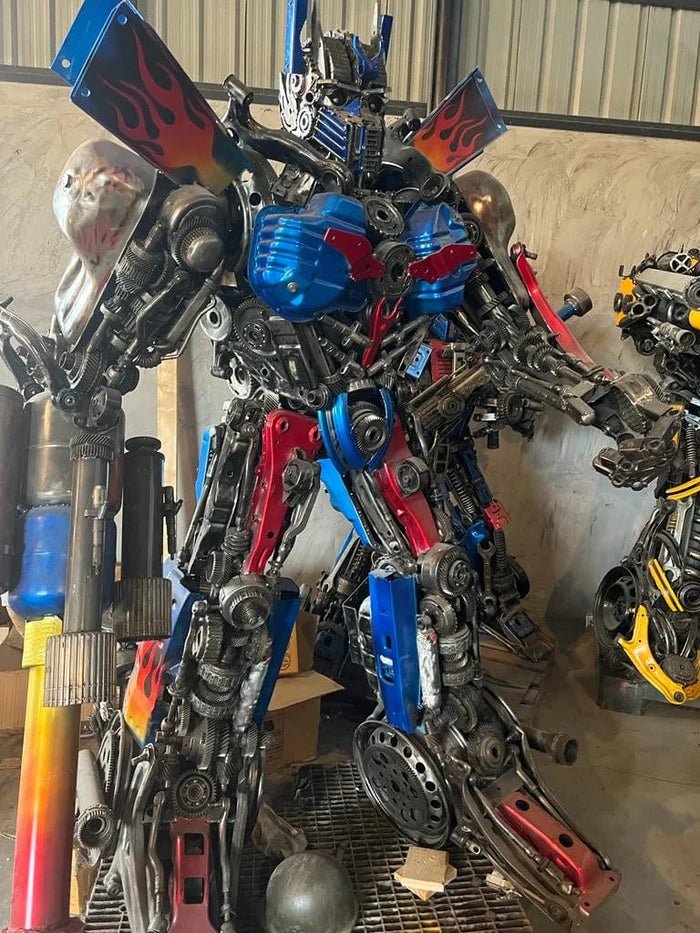 91&quot; Optimus Prime Inspired Recycled Metal Art Sculpture - Xformerz