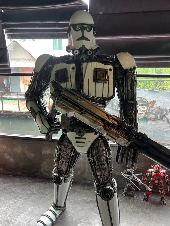 91" Storm Trooper Inspired Recycled Metal Art Sculpture - Xformerz