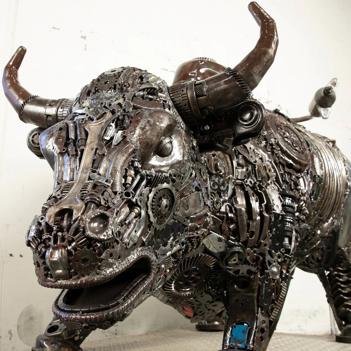 98 Wall Street Bull Inspired Recycled Metal Art Sculpture - Xformerz