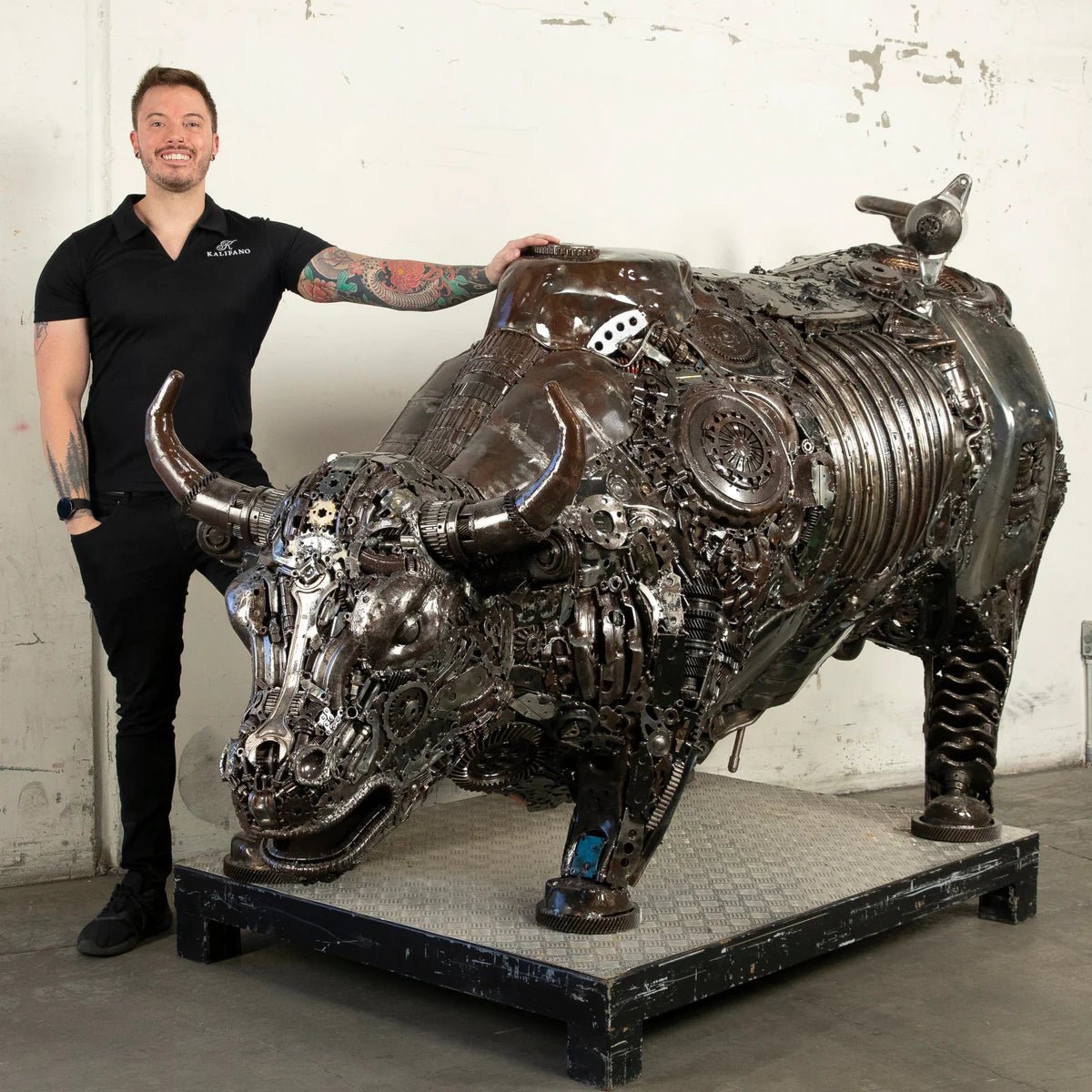 98 Wall Street Bull Inspired Recycled Metal Art Sculpture - Xformerz