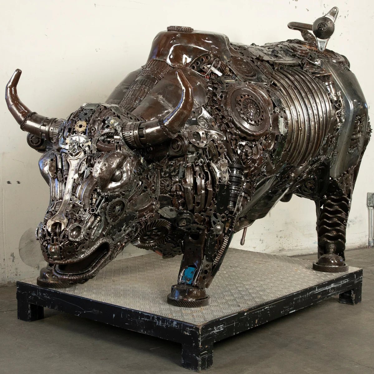 98 Wall Street Bull Inspired Recycled Metal Art Sculpture - Xformerz