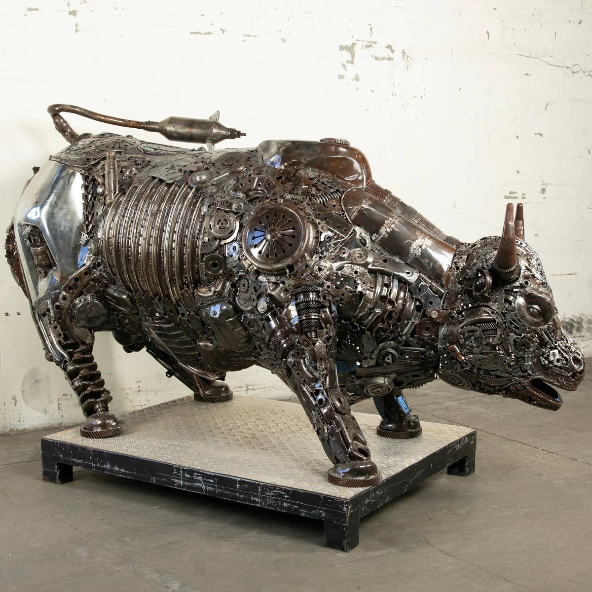 98 Wall Street Bull Inspired Recycled Metal Art Sculpture - Xformerz