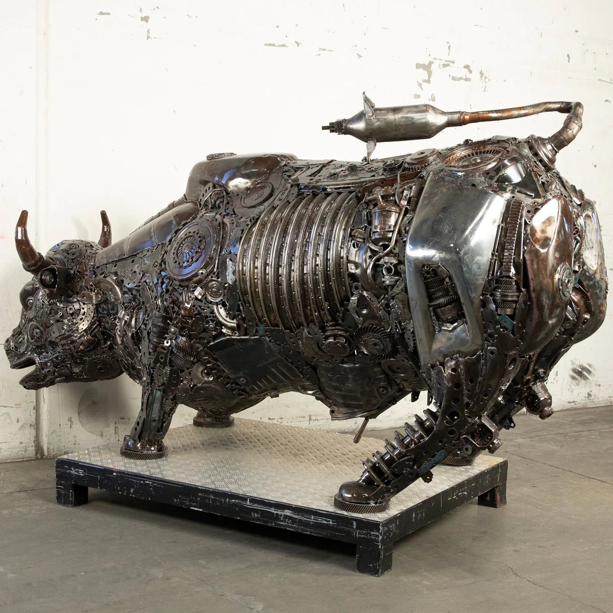 98 Wall Street Bull Inspired Recycled Metal Art Sculpture - Xformerz