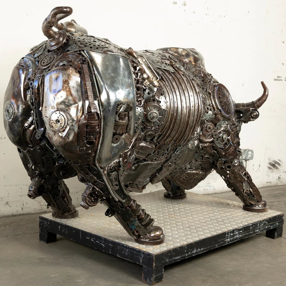 98 Wall Street Bull Inspired Recycled Metal Art Sculpture - Xformerz