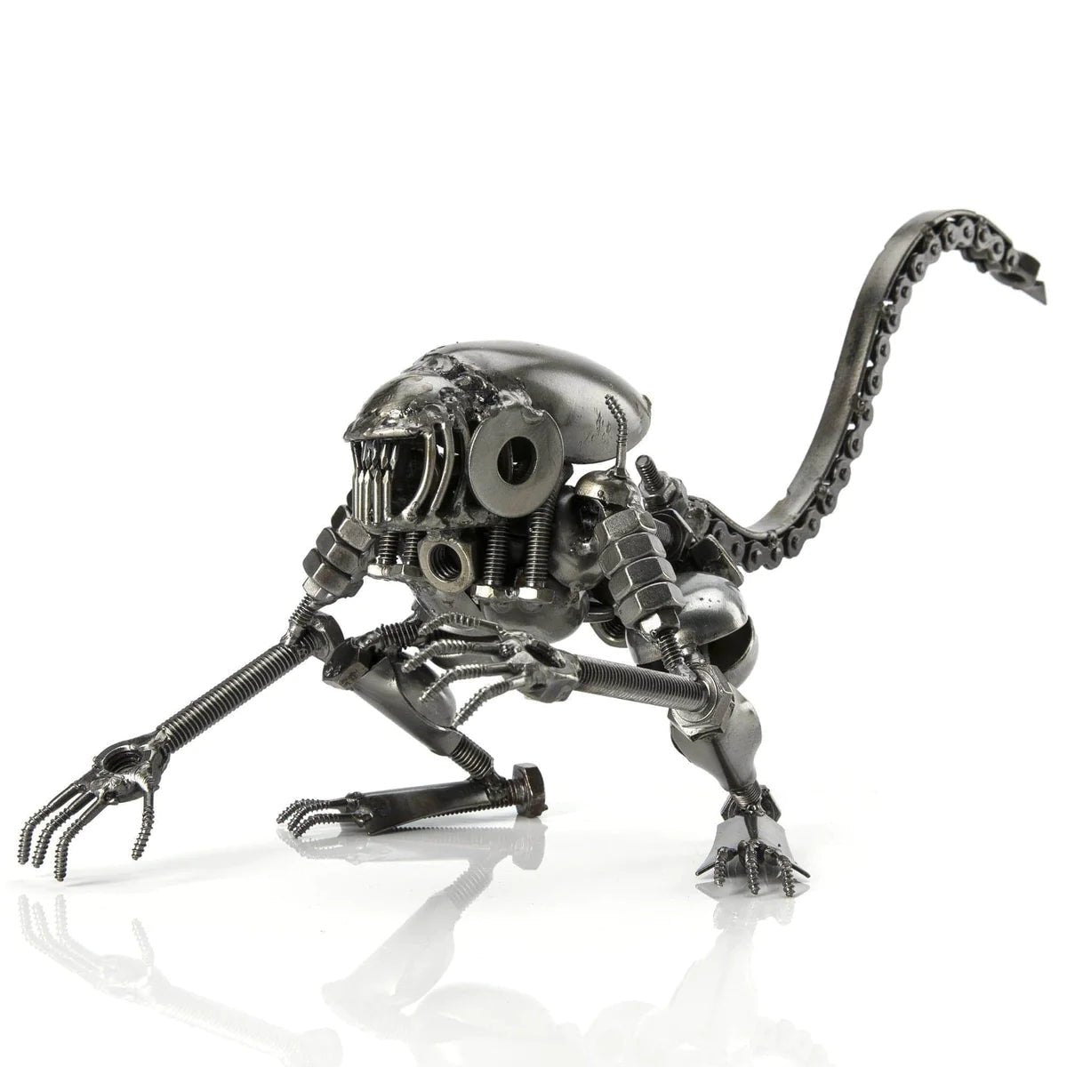 Alien Crouched Inspired Recycled Metal Sculpture - Xformerz