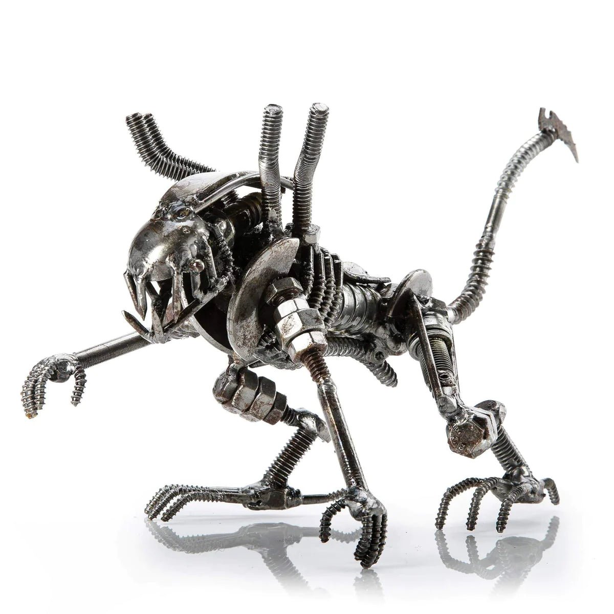 Alien Crouched Inspired Recycled Metal Sculpture - Xformerz