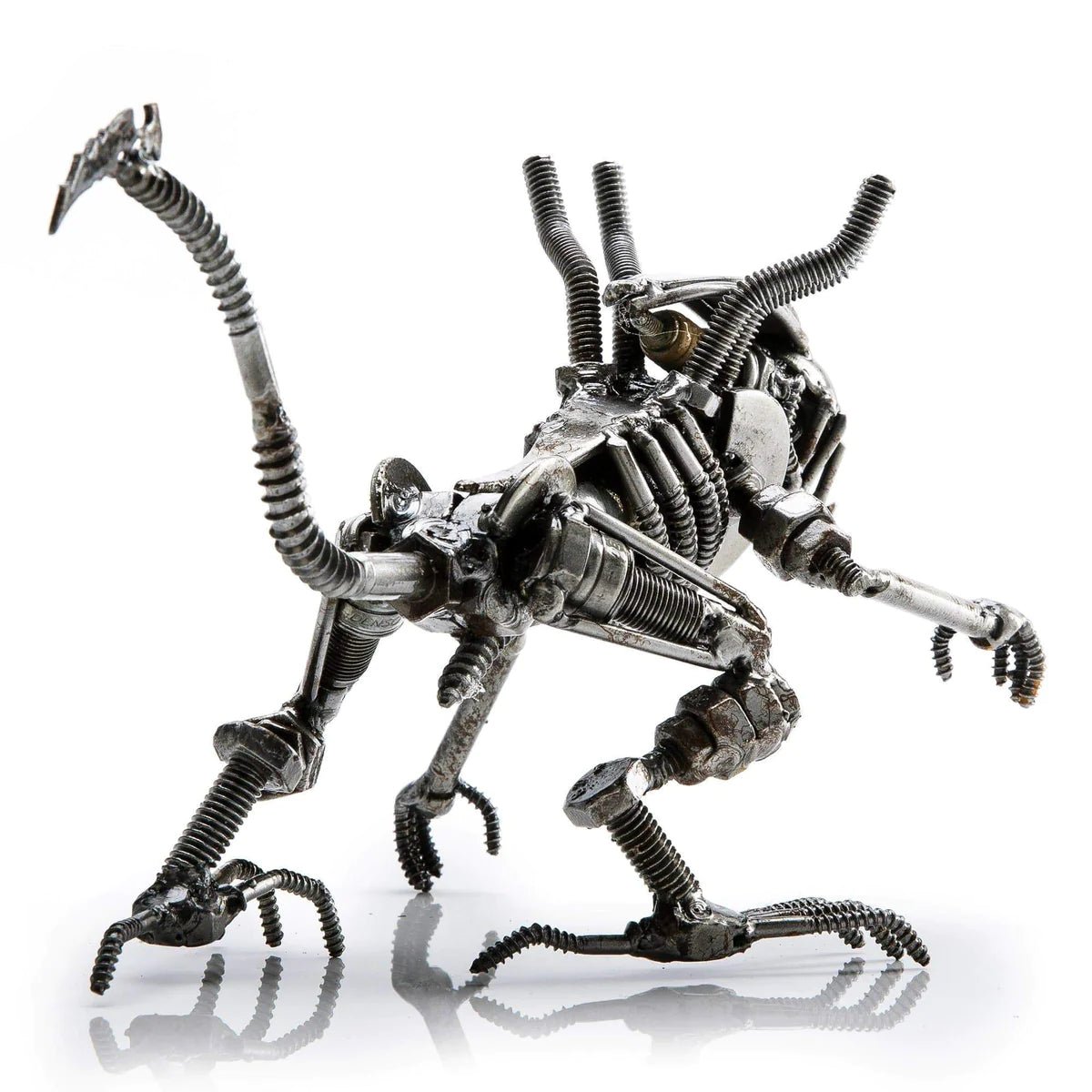 Alien Crouched Inspired Recycled Metal Sculpture - Xformerz