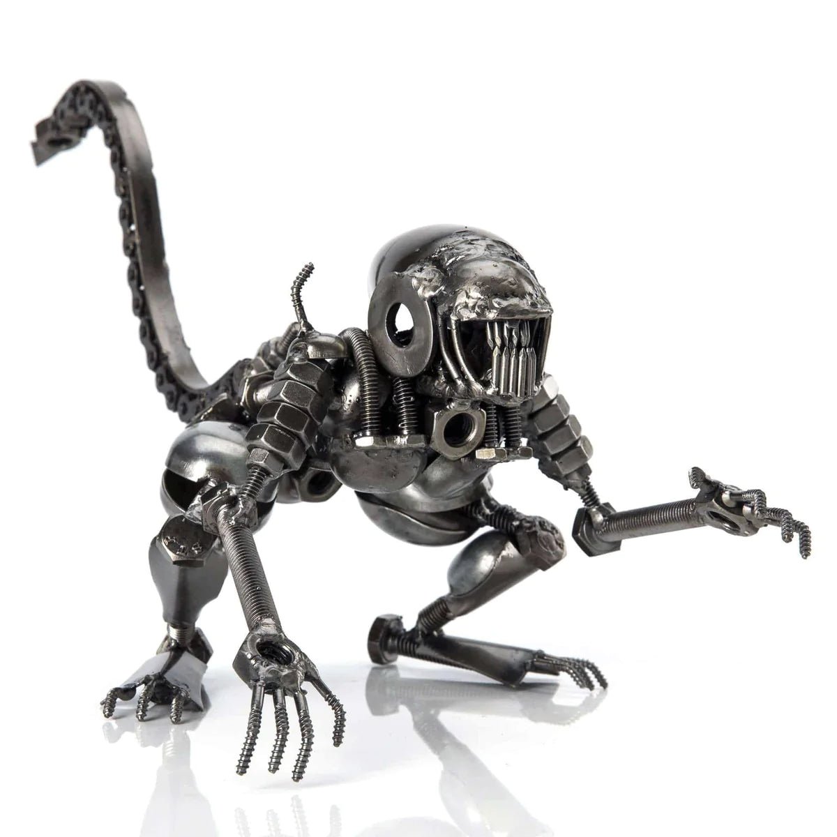 Alien Crouched Inspired Recycled Metal Sculpture - Xformerz