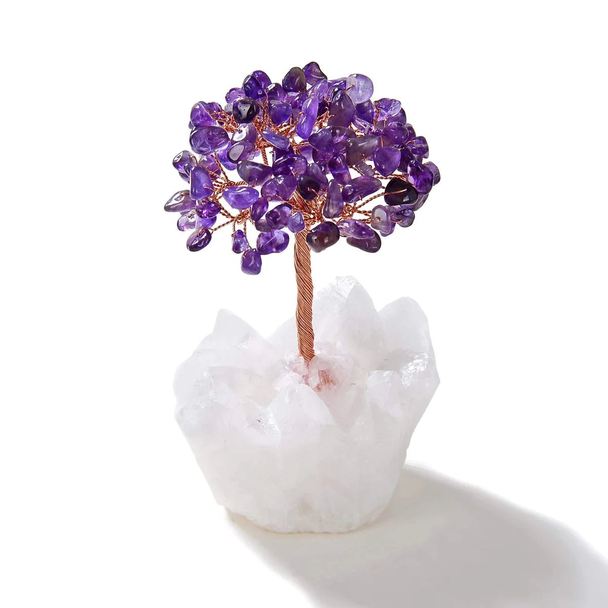 Amethyst Natural Gemstone Tree of Life with Quartz Base - Xformerz