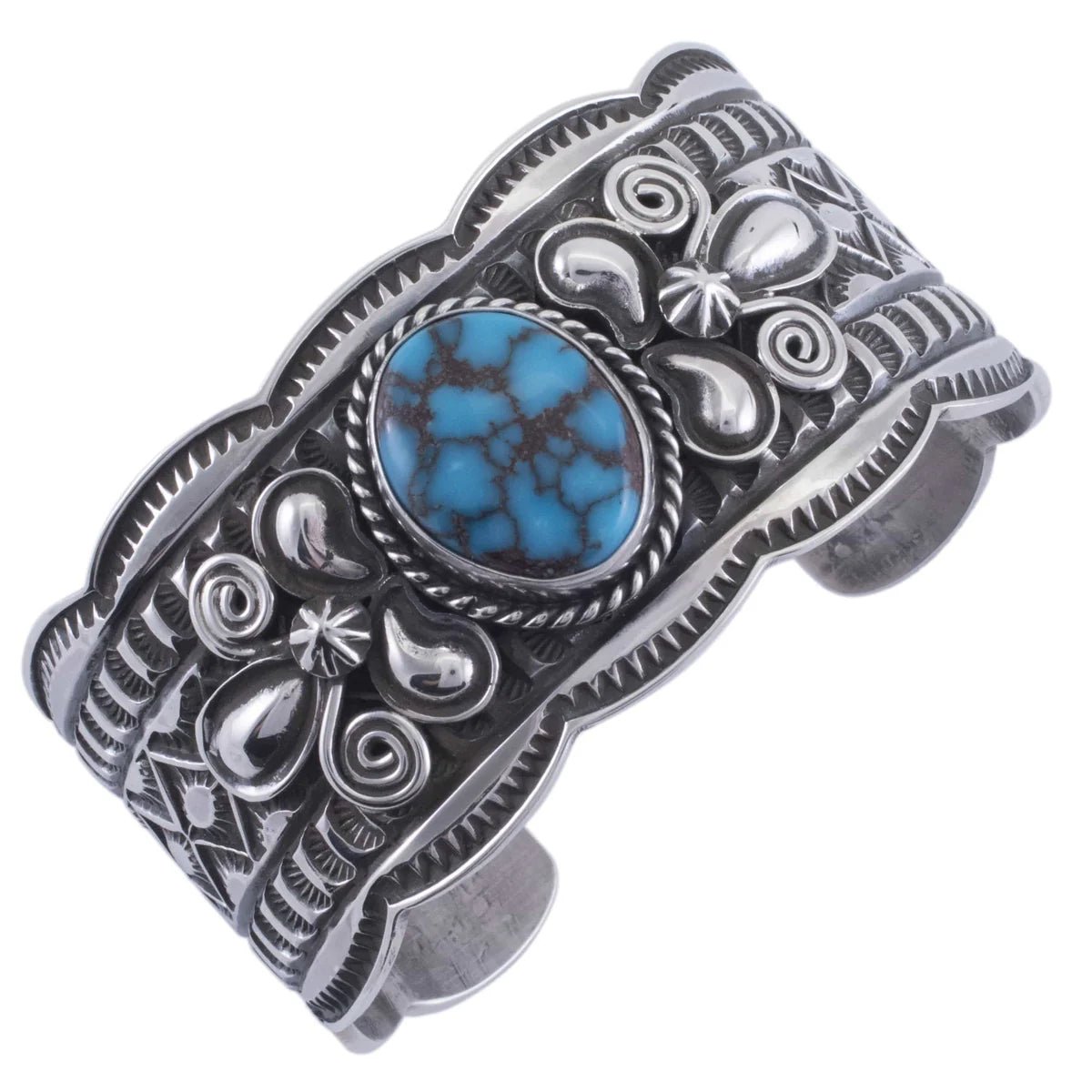 Andy Cadman Egyptian Turquoise USA Native American Made 925 Sterling Silver Cuff - Xformerz