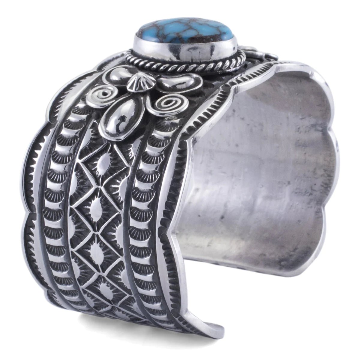 Andy Cadman Egyptian Turquoise USA Native American Made 925 Sterling Silver Cuff - Xformerz