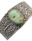 Anthony Bowman Green Kingman Turquoise USA Native American Made 925 Sterling Silver Cuff - Xformerz