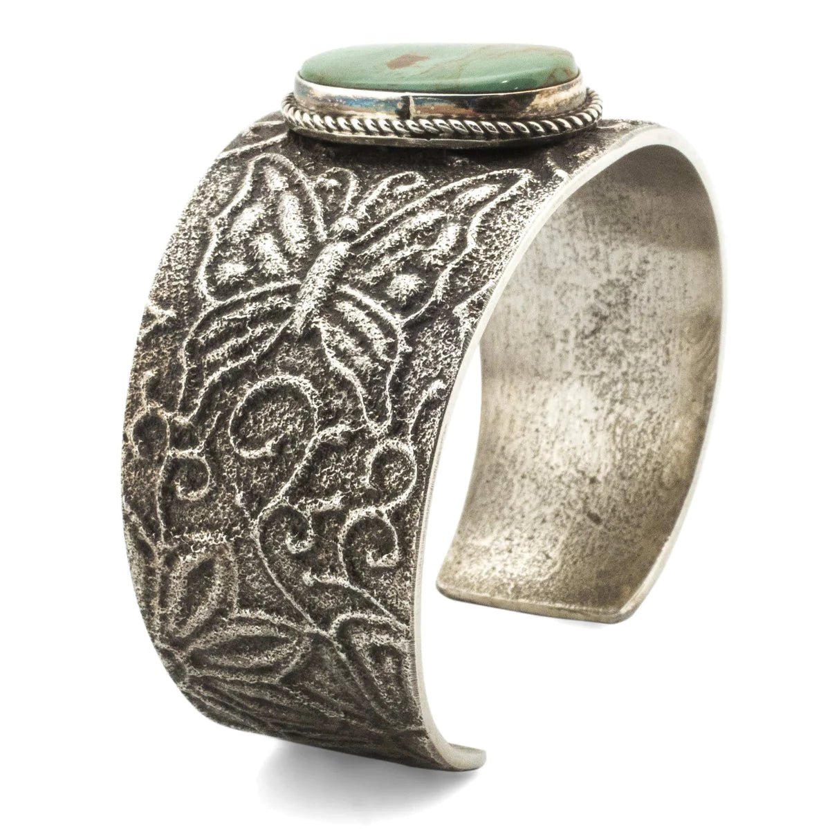 Anthony Bowman Green Kingman Turquoise USA Native American Made 925 Sterling Silver Cuff - Xformerz