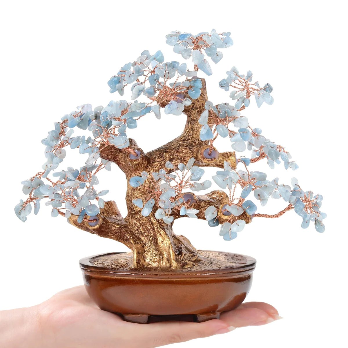 Aquamarine Tree of Life with 360 Natural Gemstones - Xformerz