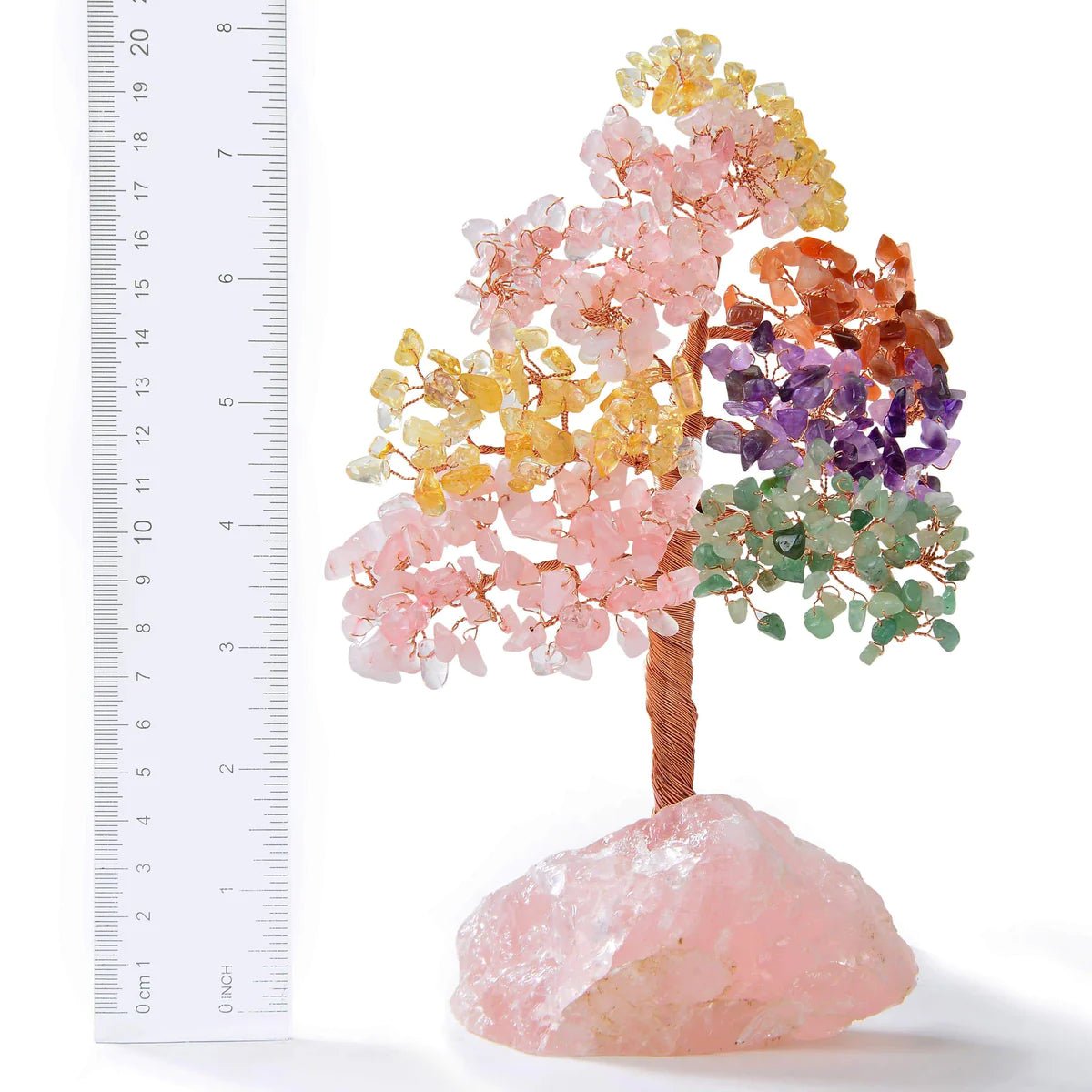 Bonsai Tree of Life on Rose Quartz Base with 414 Crystals - Xformerz