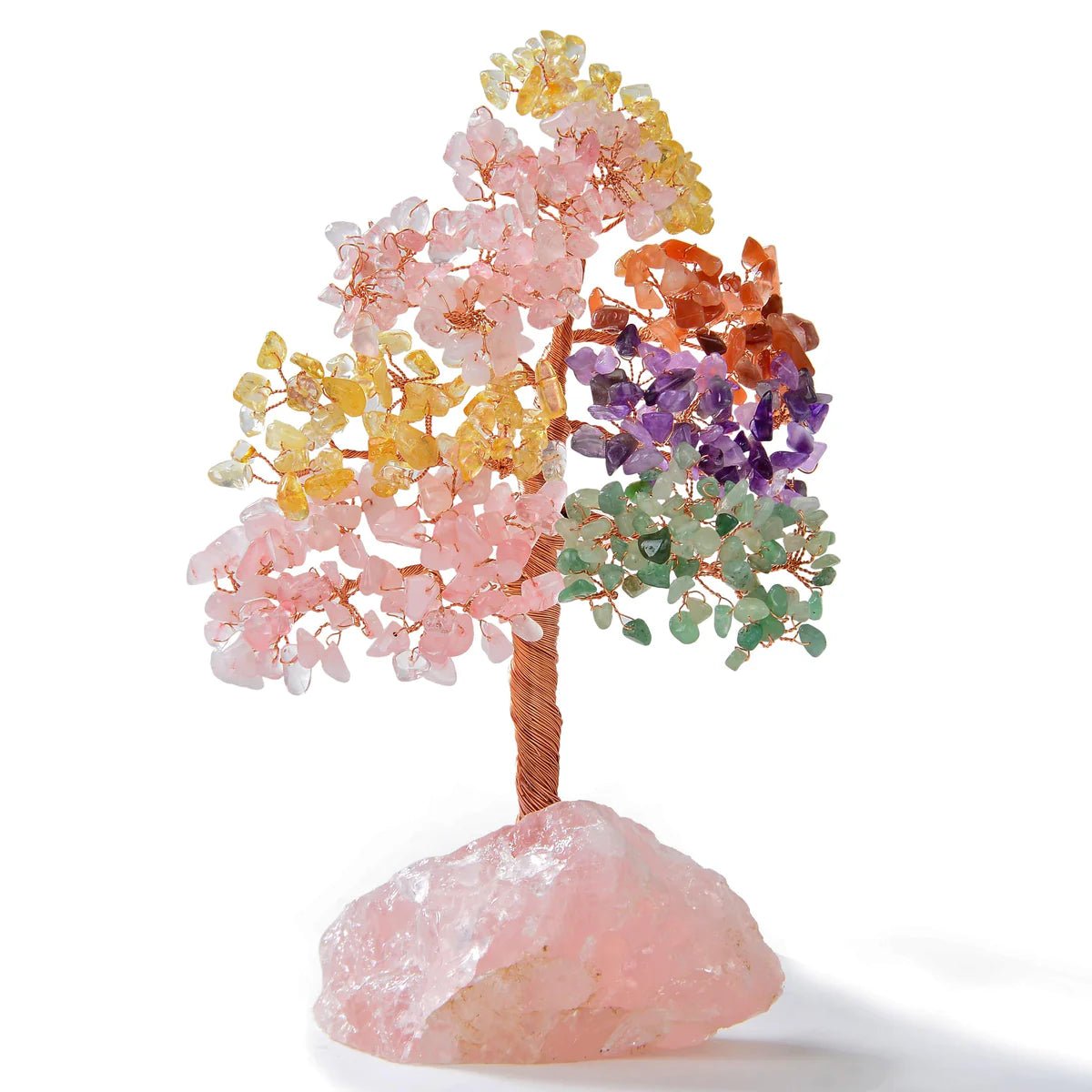 Bonsai Tree of Life on Rose Quartz Base with 414 Crystals - Xformerz