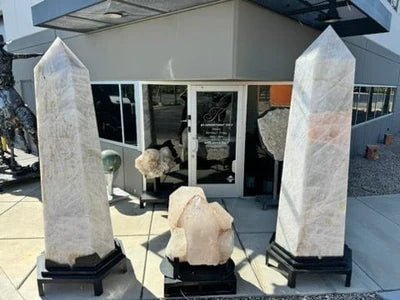 Brazilian White Quartz Obelisk Pair - 6,110 lbs / 8.5 ft - Xformerz