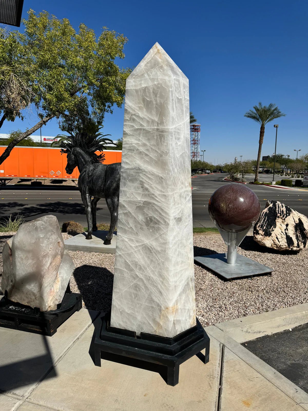 Brazilian White Quartz Obelisk Pair - 6,110 lbs / 8.5 ft - Xformerz