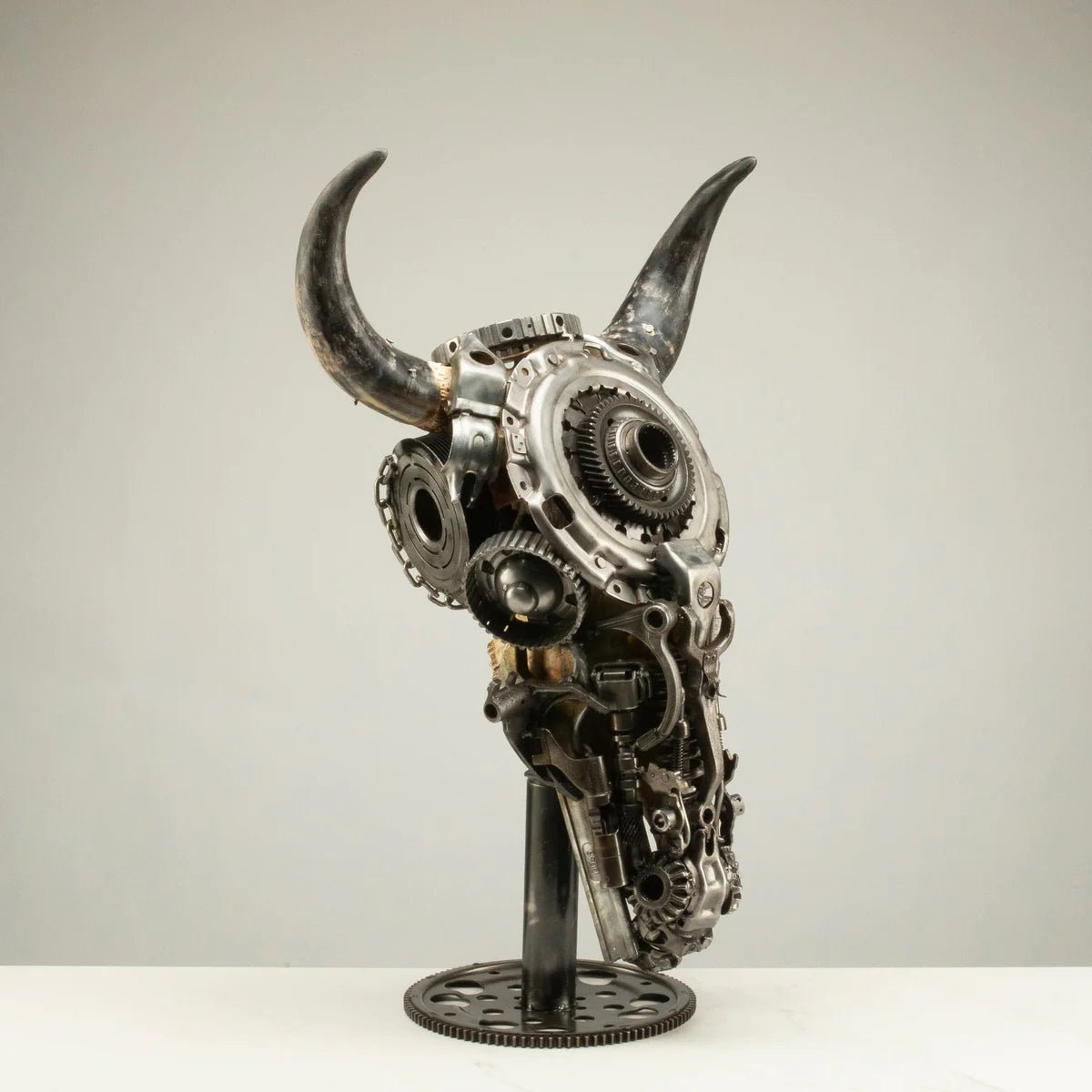 Bull Skull Recycled Metal Art Sculpture - Xformerz