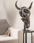 Bull Skull Recycled Metal Art Sculpture - Xformerz