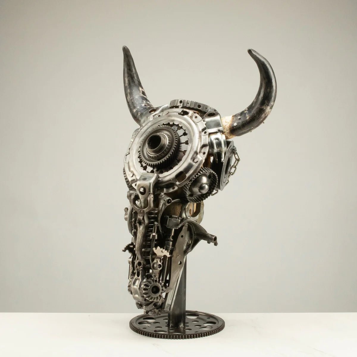 Bull Skull Recycled Metal Art Sculpture - Xformerz