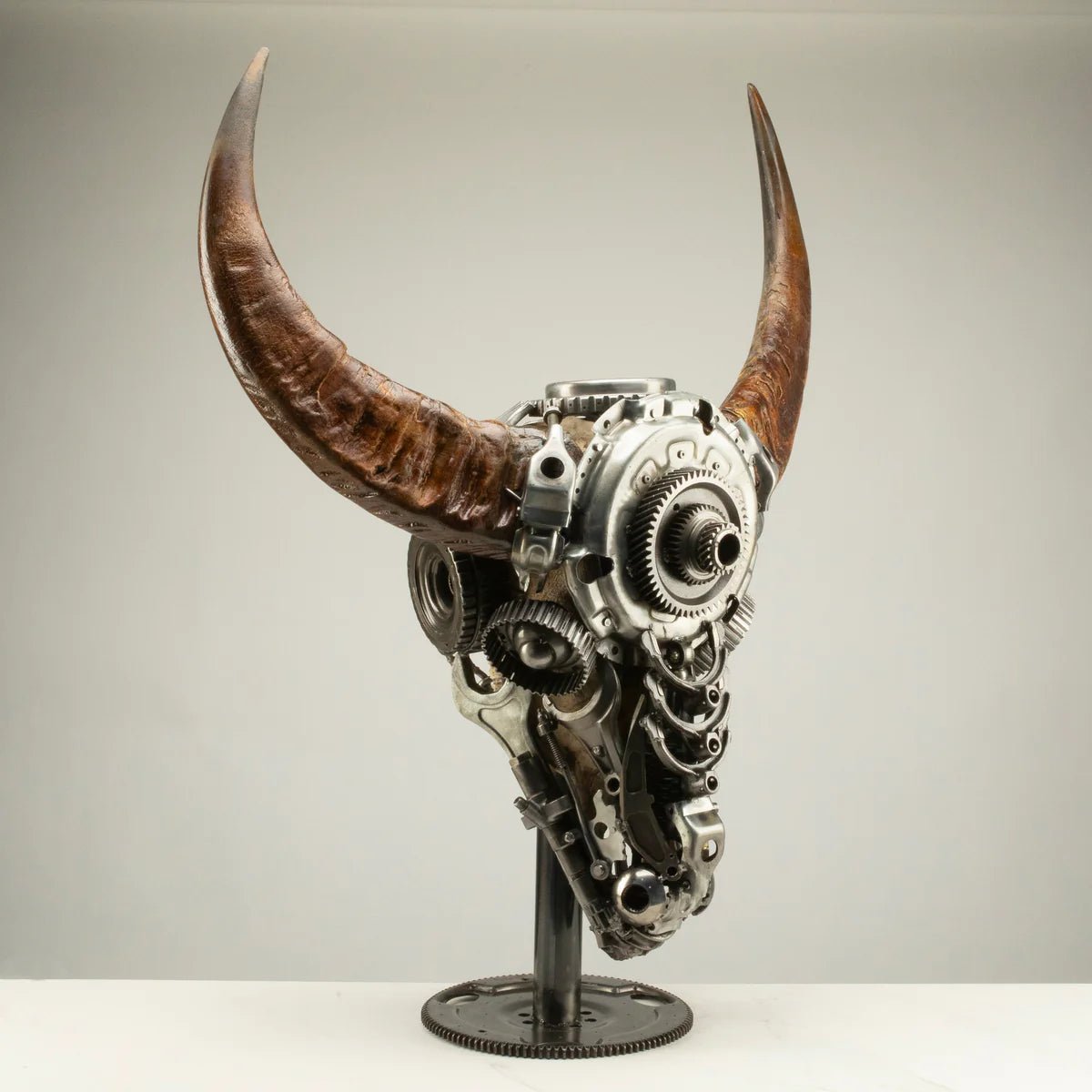 Bull Skull Recycled Metal Art Sculpture - Xformerz