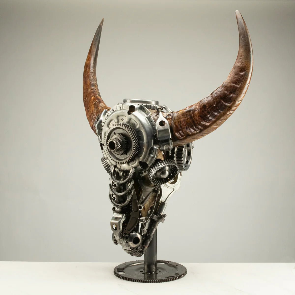 Bull Skull Recycled Metal Art Sculpture - Xformerz