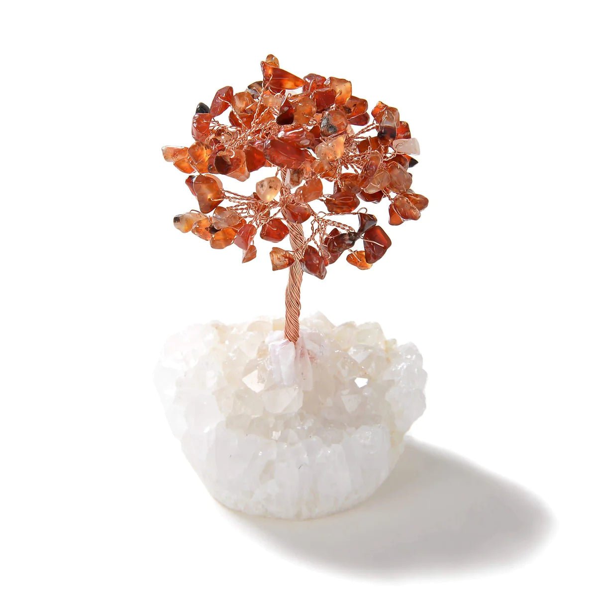 Carnelian Natural Gemstone Tree of Life with Quartz Base - Xformerz