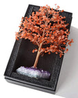 Carnelian Tree of Life on Amethyst Geode Base with 728 Natural Gemstones - Xformerz