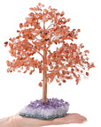 Carnelian Tree of Life on Amethyst Geode Base with 728 Natural Gemstones - Xformerz