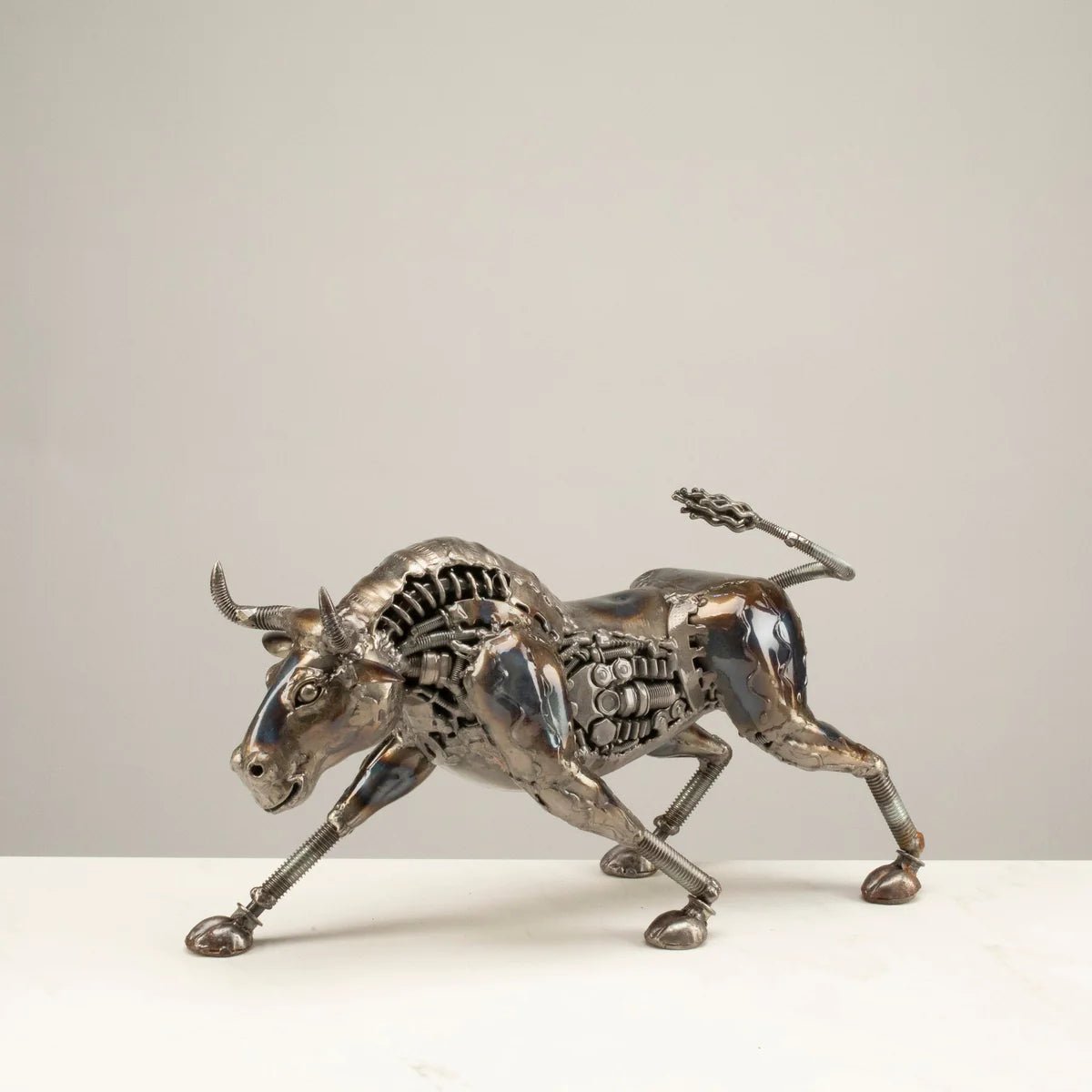 Charging Bull Inspired Recycled Metal Art Sculpture - Xformerz