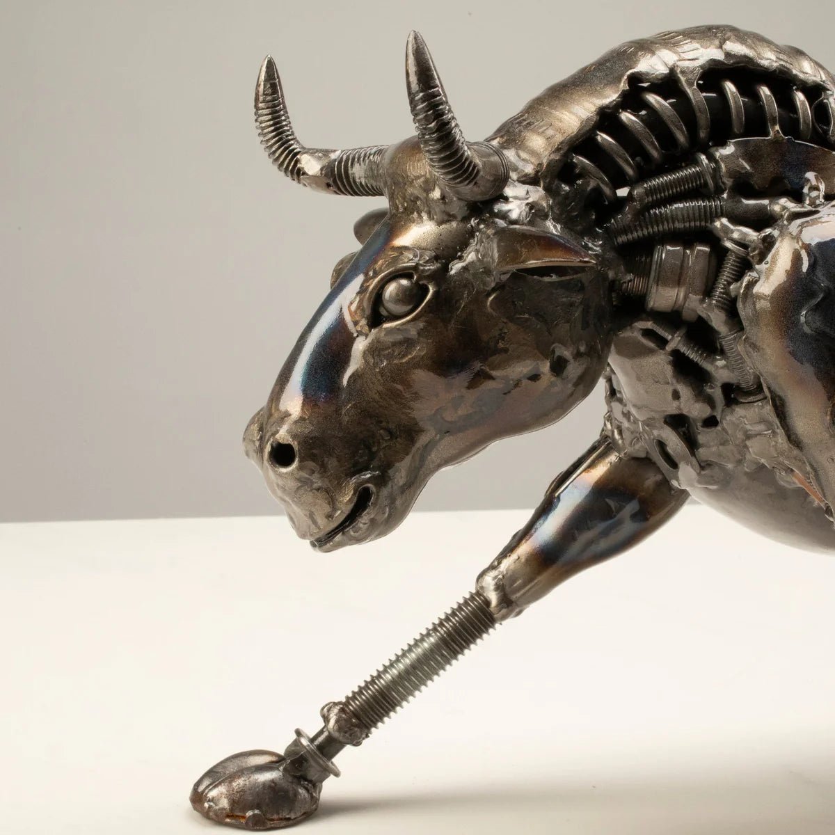 Charging Bull Inspired Recycled Metal Art Sculpture - Xformerz