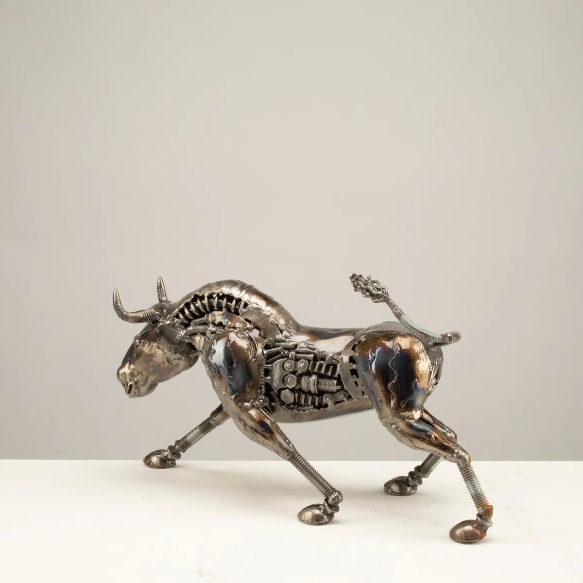 Charging Bull Inspired Recycled Metal Art Sculpture - Xformerz