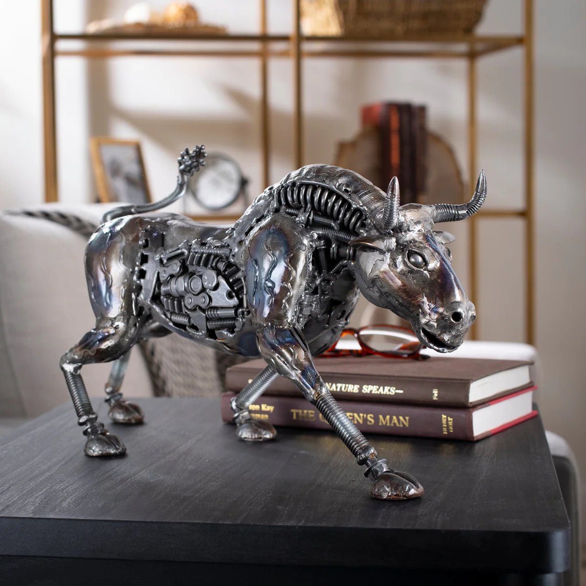 Charging Bull Inspired Recycled Metal Art Sculpture - Xformerz