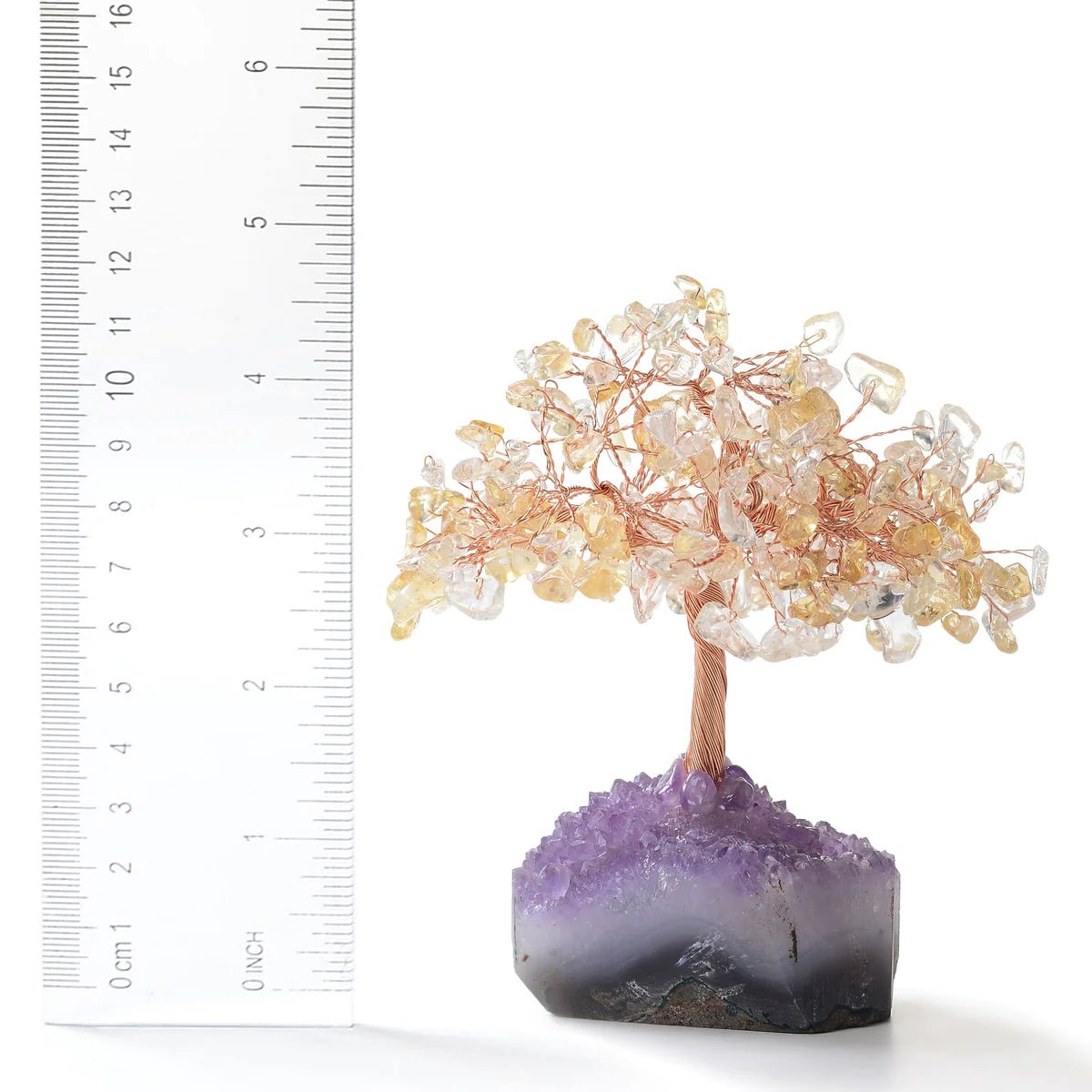 Citrine Natural Gemstone Tree of Life with Amethyst Geode Base - Xformerz