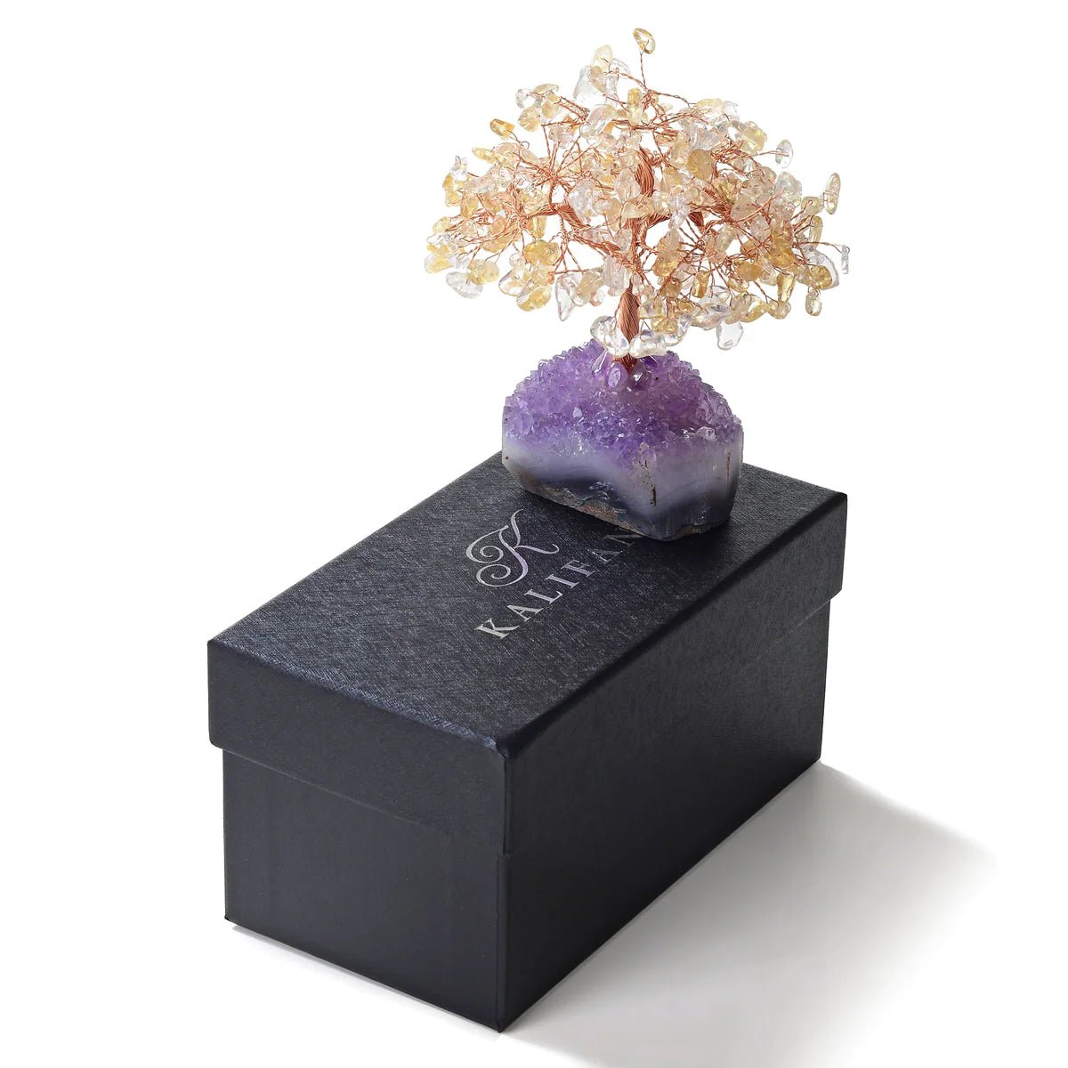 Citrine Natural Gemstone Tree of Life with Amethyst Geode Base - Xformerz