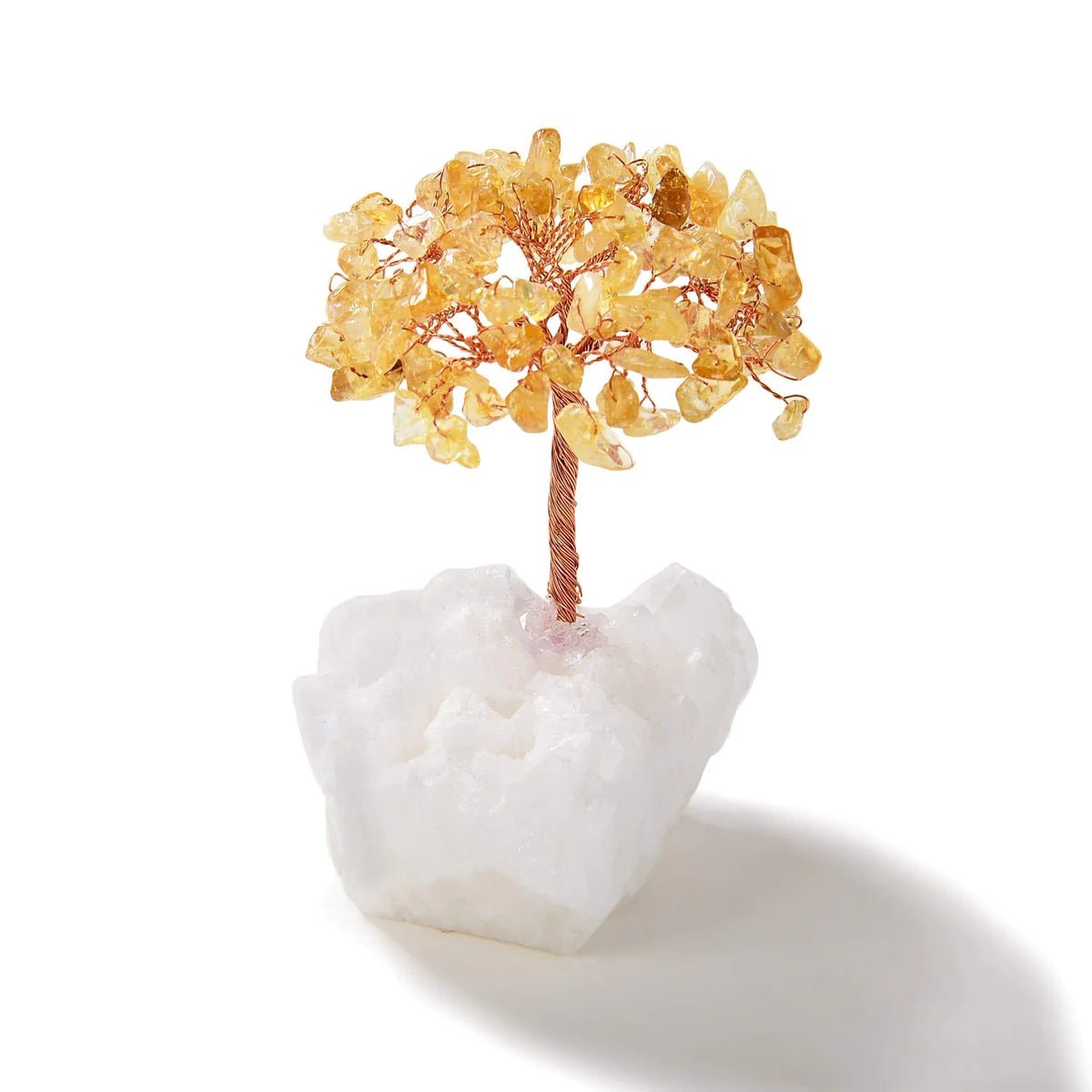 Citrine Natural Gemstone Tree of Life with Quartz Base - Xformerz