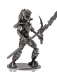 Dual Wielding Predator with Spear Inspired Recycled Metal Sculpture - Xformerz