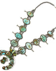 Gabriel Jurado Royston Turquoise Squash Blossom Native American Made Sterling Silver 2 Piece Set - Xformerz