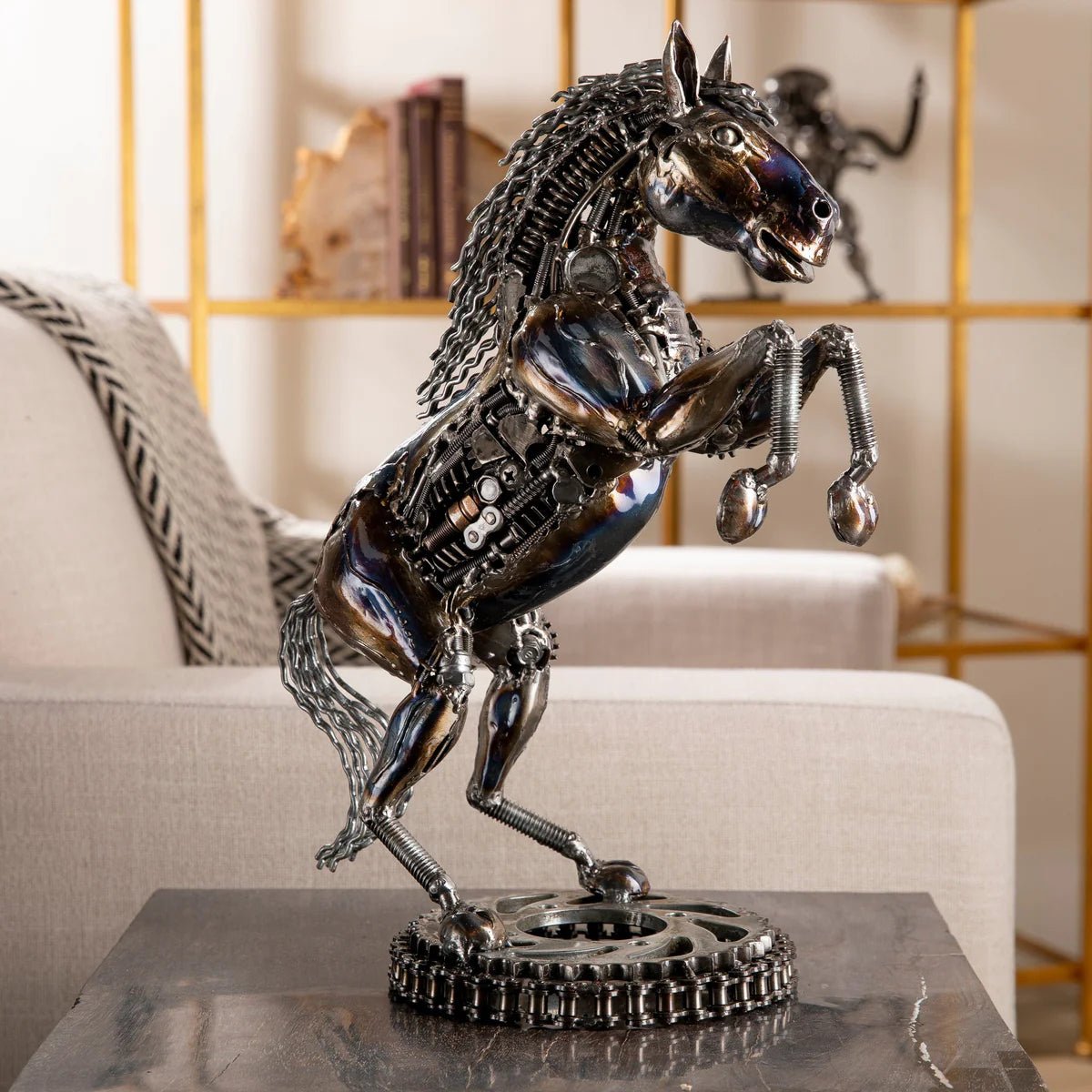 Galloping Horse Inspired Recycled Metal Art Sculpture - Xformerz