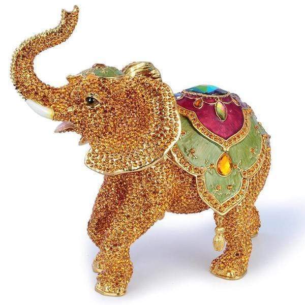 Gold Elephant Figurine Keepsake Box made with Crystals - Xformerz