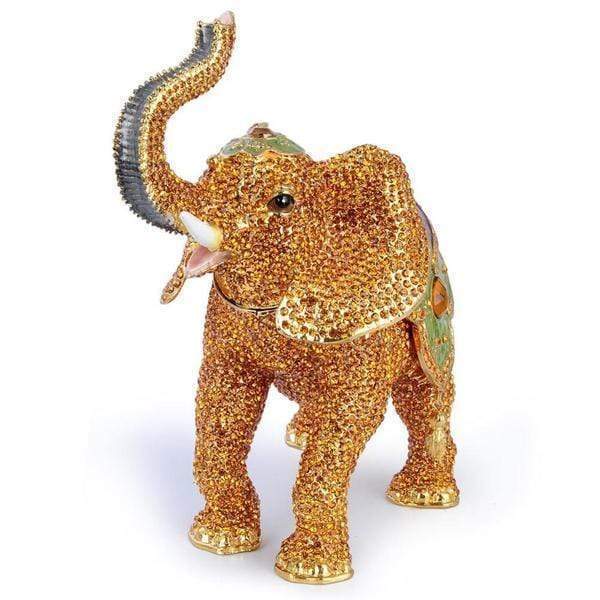 Gold Elephant Figurine Keepsake Box made with Crystals - Xformerz